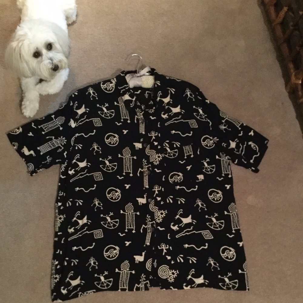 Chico’s Design short-sleeved art-y print shirt